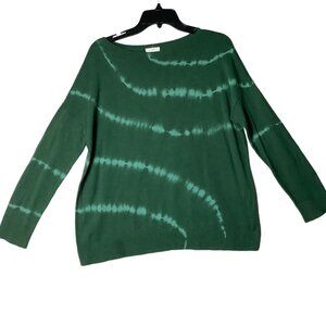 J. Jill Womens Tie-Dye Sweater Green Small  Petite Cotton Viscose Blend Ribbed